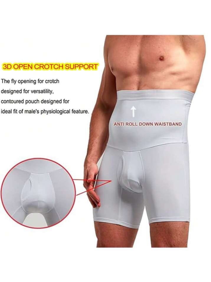 Men's High-Waist Compression Shapewear Shorts – Tummy Control & Thigh Slimming Body Shaper